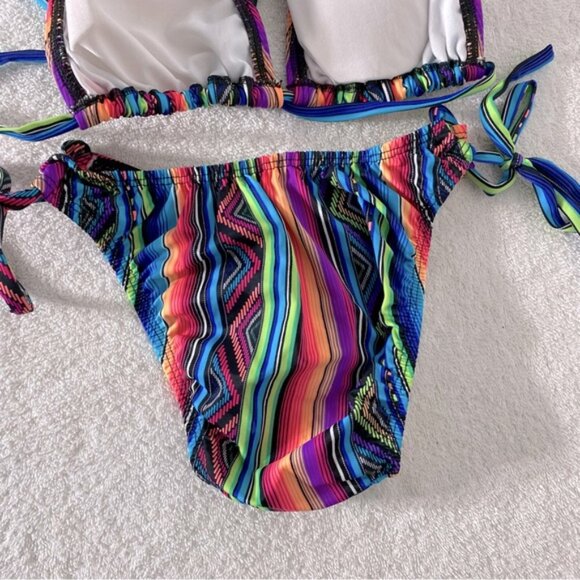 5/$25 Unitalla Colorful Striped String Bikini Swimwear Set XS - Picture 9 of 13